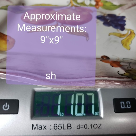 Sur La Table Square Shaped 9"x9" Fruit Peach Grape Floral 9x9 Plate AS IS - Picture 11 of 11